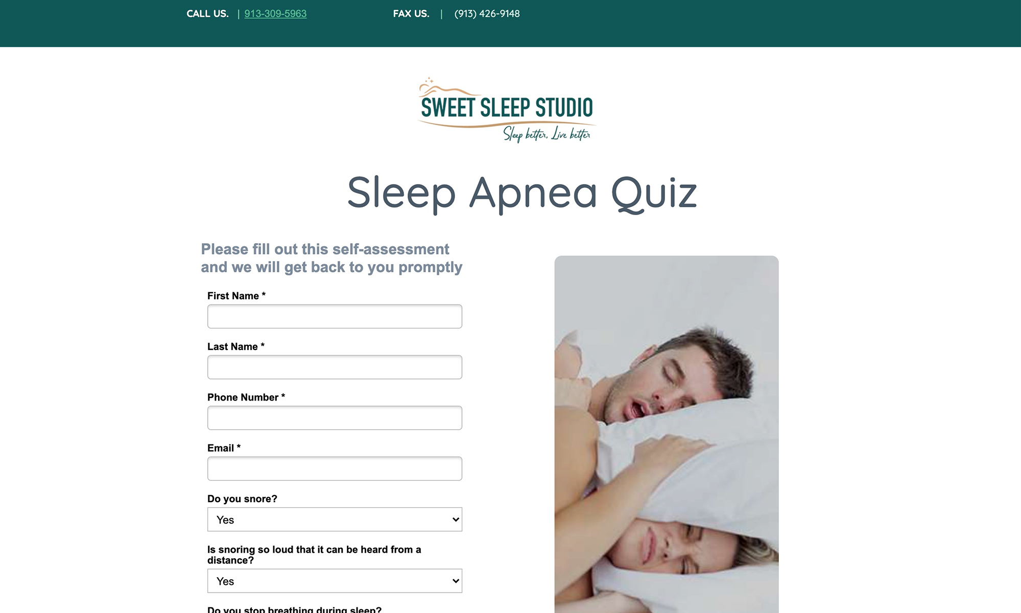 Sweet Sleep Studio Landing Page